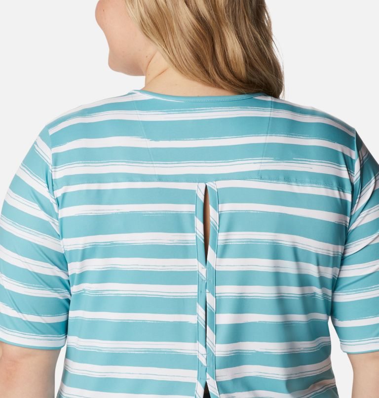 Women's Columbia Chill River T Shirts Stripe | Plus Size CA-E0A53